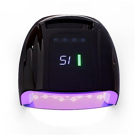 LED UV Nail Lamp Rechargeable Nail Lamp With Handle Cordless Gel Polish Dryer LED Light For Nails Wireless Nail UV LED Lamp Fast & Even Curing(Red light Black)