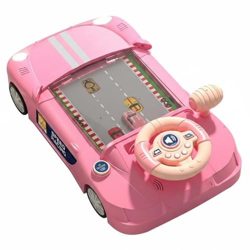 Milageto Kinder Rennspiel Lenkrad Spielzeug Rennsimulator Arcade Spielgerät Fahrsimulator mit Bis zu 200 Leveln Und Hindernisparcours für Reaktionsübungen für Vorschule Geschenk Reisen