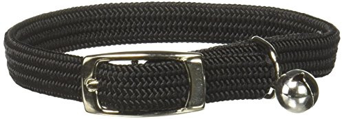OmniPet Kool Kat Elastic Cat Safety Collar with Bell, Black, 10