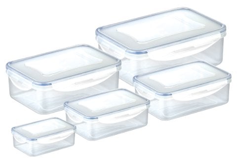 Tescoma 892094 Freshbox Contenitori Rettangolari per Alimenti, Plastica, 0.2 l/0.5 l/1 l/1.5 l/2.5 l, 5 Pezzi