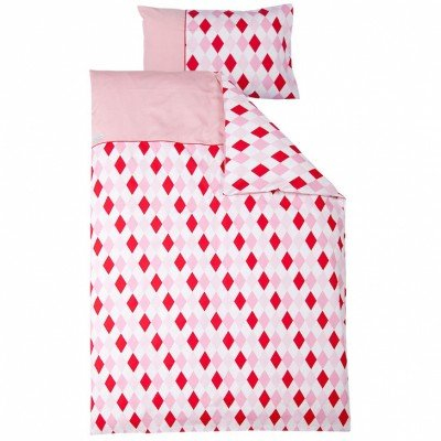 Little Dutch 0599 Kinderbettwäsche Raute rosa-rot