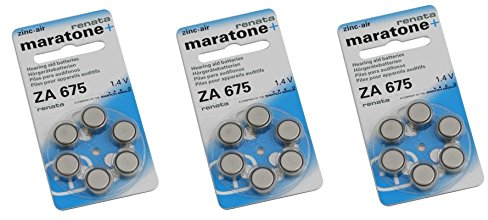 Renata Hörgerät ZA 675 Maratone Zink Luft Hörgeräte Akkus von 6 Stück (3 Packung ZA 675)