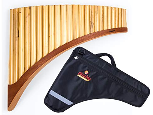 Plaschke Panflöte Konzert, Holzschuh Design, handgemacht mit Tasche 24 Rohre C-Dur