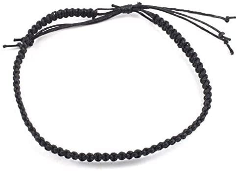 Mens Black Tribal Surfer Handmade Cotton Macrame Adjustable Anklet