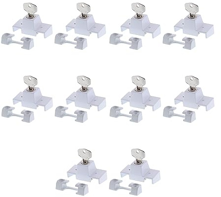 10 X SIEGENIA 880906 Sicherheitsfenster Schlösser/Riegelschlüssel!!! 10 Stück Top Qualität Sicherheitsschlösser zum Schutz der Kinder zum Öffnen des Fensters!!! Mit 4 Schrauben!!!