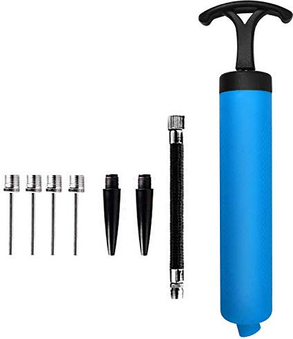 MINGRU Ball Pump für Basketball, Fußball, Volleyball, Rugby, Wasserball und andere aufblasbare Luftpumpe, Nadeln und Düsen enthalten (1 Pack - Blau)