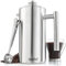 VonShef 12 Cup Cafetiere, 1.5L Double Walled Stainless Steel French Press with 2-in-1 Measuring Spoon Bag Sealing Clip, Durable Filter Coffee Maker