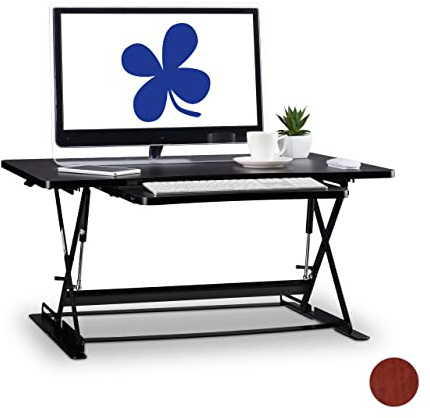 Relaxdays Großer Schreibtisch-Monitorständer, höhenverstellbare Halterung, professioneller Sitz- und Stehschreibtisch 6 x 90 x 60 cm weiß