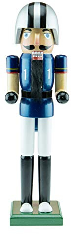 Clever Creations Casse-noisette avec maillot de football Bleu Décor de Noël traditionnel Festif 38,1 cm Parfait pour les étagères et les tables – Construction en bois massif
