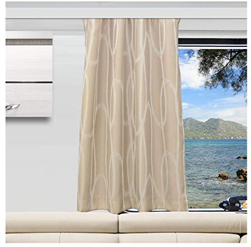 SeGaTeX home fashion Wohnmobil Caravan-Vorhang NAUTIS beige Verdunklungsdeko Wohnwagengardine mit Reihband (Höhe & Breite nach Maß)