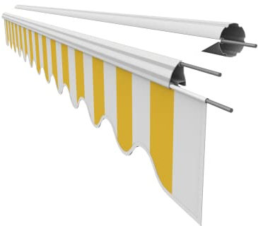 VANA Markisenstoff Volant für 4,5 m Markise Ersatzstoff Markisentuch Bespannung Sonnenschutz, nur Volant, fertig genäht, Maß 4,38 x 0,21 m, Design SPD021