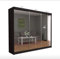 Modern Double Mirror sliding door wardrobe with LED Light Width 100cm/120cm/150cm/180cm/203cm/250cm (250, Black)