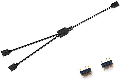 NMD&LR Computer Motherboard Extension Cable, RGB Interface Extension Cable, 12V RGB 4-PIN / 5V ARGB 3-PIN 1-4/1-5 Connector Hub (5V-3PIN-1TO2)