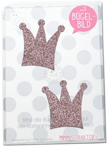 GLITZER Bügelbild 2 Kronen 5 cm Aufbügler Applikationen Bügelsticker für Stoffe Textilien Kinder zum Aufbügeln Flicken, Farbe:Glitzer confetti