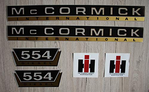 IHC MC CORMICK Aufkleber 554 Gold Traktor Emblem Sticker Label Set