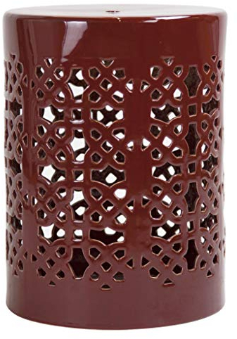 Fine Asianliving Tabouret Céramique Rouge Chinois Porcelaine D33xH45cm Fait Main Tabouret Chinois de Jardin Table d'appoint en céramique Chinois Porcelaine Tabouret Oriental