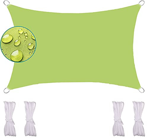 FFDL Voile d'Ombrage Rectangulaire 3X5M, Sèche Rapidement Toile Solaire Résistant aux Intempéries Compris Corde de Fixation Différentes Tailles pour Carport Vert