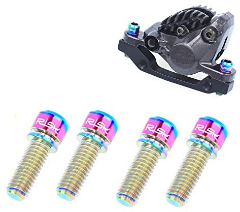 4 Stück Titan-Schrauben für MTB, Rennrad und Mountainbike, Scheibenbremssattel, M6 x 20 mm (Oil Slick)