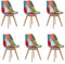 BenyLed Lot de 6 Chaises Scandinaves en Tissu de Lin avec Bois Massif Pieds (Rouge)