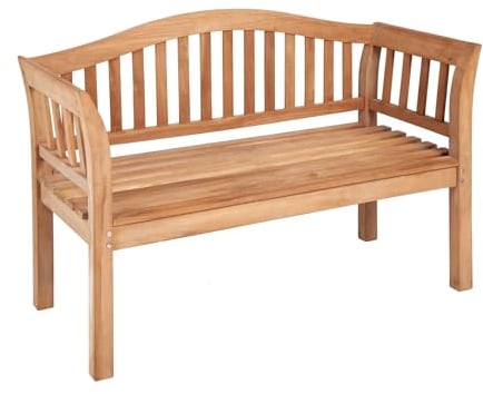 Riess Ambiente Massive Gartenbank Empire Teak 130cm Teakholz mit Armlehne Sitzbank Garten Terrasse Holzbank
