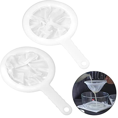Pinsheng 2 Pezzi Setaccio Filtro Alimentare, Filtro per Liquori Fatti in Casa Setacci a Maglia Fine Filtro Alimentare Liquidi per Marmellata Succo Latte Caffè Vino Tè (200+400 Mesh)