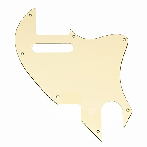 Musiclily Pro 7 Löcher Gitarren Schlagbrett Pickguard für Fender F-Hole Hybrid Tele Style E-Gitarre, 3-lagig Cream