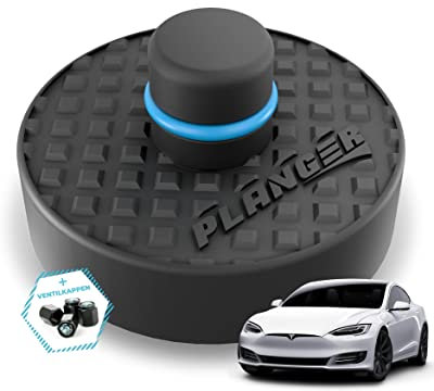 PLANGER® Tesla Hebebühnen Gummi - ENRGY PAD + 4 VENTILKAPPEN (Model 3 - Model S - Model Y - Model X) 10 Jahre Garantie - Bruchsicher 3t