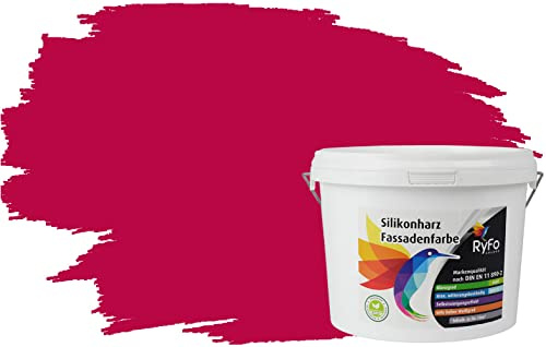 RyFo Colors Silikonharz Fassadenfarbe Lotuseffekt Trend Bordeaux 3l - bunte Fassadenfarbe, weitere Violett Farbtöne und Größen erhältlich, Deckkraft Klasse 1