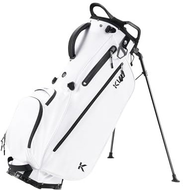 KVV Lightweight Golf Stand Bag with 7 Way Full-Length Dividers, 5 Zippered Pockets, Automatically Adjustable Dual Straps，Elegant Design(White)