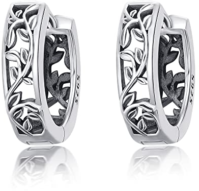 Blatt Ohrringe Sterling Silber Vintage Filigrane Creolen Kleine Creolen Schmuck Geschenke für Frauen Mädchen