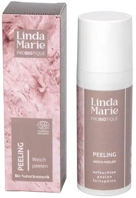 Linda Marie PROBIOTIQUE Peeling – Sanftes Gesichtspeeling mit Jojobaöl, Zunderschwamm & Melissenöl – Exfolierende Naturkosmetik für strahlende Haut – Vegan & ECOCERT zertifiziert