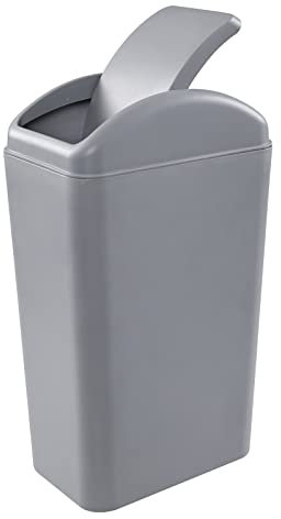 Vababa 1 Packung 3 Gallonen Kunststoff Swing Top Mülleimer, grau, schlank, F