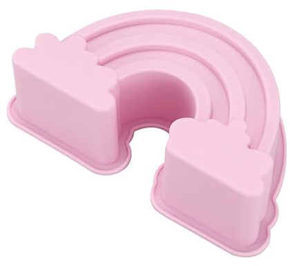 Silicone Mold Rainbow 1 Stück Silicone Mold Regenbogen Silikonform Regenbogen Silikon Fondant Formen Backform in Rosa Farbe für DIY handgemachte Regenbogen Tortendeko 22 * 15 * 16.7cm