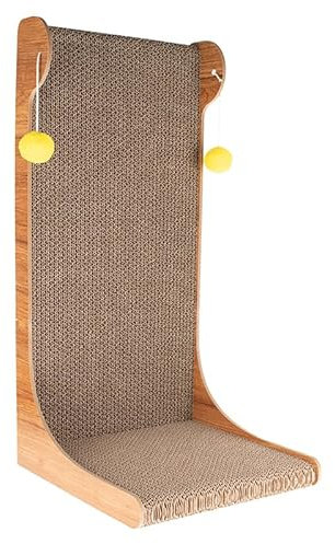 JooTech Katzen Kratzbrett | Kratzpappe | Spielbrett | Freistehend | mit Spielbällen | 55,5cm Hoch | Braun