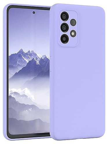 EAZY CASE Premium Silikon Handyhülle kompatibel mit Galaxy A53 5G Slimcover mit Kameraschutz und Innenfutter, Silikonhülle, Schutzhülle, Bumper, Handy Case, Hülle, Softcase, Lavendel Lila