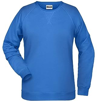 James & Nicholson Damen Raglan Sweatshirt - Sweatshirt aus Bio-Baumwolle mit leicht tailliertem Schnitt | Farbe: Cobalt | Grösse: L