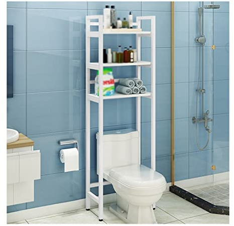 Estante de inodoro de 3 niveles para lavadora, estante de esquina que ahorra espacio para baños con almacenamiento superior, se adapta a lavadoras, fregaderos y mucho más