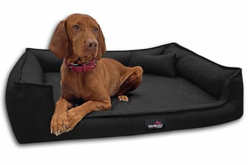 tierlando® Orthopädisches Hundebett Gustav Scandi CHIC mit elegantem waschbarem Bezug und herausnehmbarer mobiler Matratze für maximalen Liegekomfort Größe: 110x90cm | 03 Schwarz