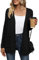 Yommay Cardigan for Women Loose Casual Lightweight Ladies Long Sleeve V-Neck Knitted Sweaters with Pockets,Black,XL