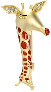 Femme Bijoux Broche Broche Girafe En Cristal Or Diamant Strass Rouge Épingle À Col Pour Fille Pull Costume Corsage