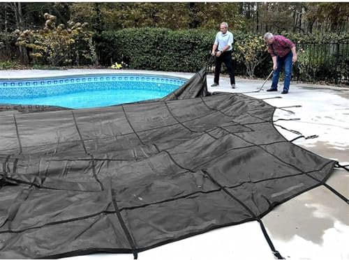 SAFWEL Protecteur de piscine anti - poussière Bâche de Piscine Couvertures de sécurité pour piscine d'hiver pour les piscines creusées, 3m/4m/5m/6m/7m/8m/9m/10m Couverture de piscine en maille noire r