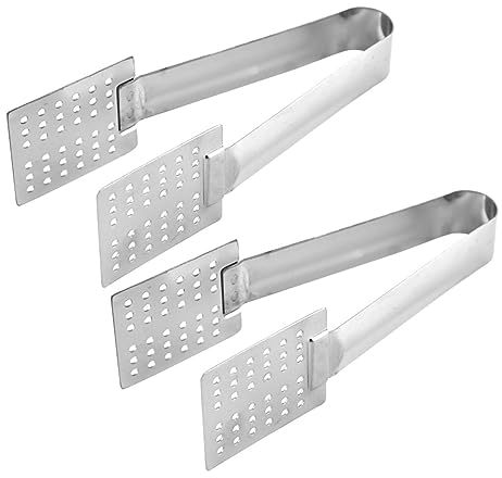 HOMSFOU 2pcs Tea Bag Squeezer Clamp Strainer for Sugar Serving Hollow Tongs Silver Design Easy to Clamp and Filter Tea Leaves
