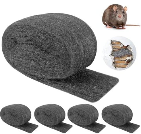 Hojalis Laine D'acier, 5 Rouleaux 0000 Laine de Fil d'Acier Anti-Souris, Fil de Nettoyage Wire Wool, Paille de Fer pour Nettoyage Polissage Entretien et Finition du Bois, Verre