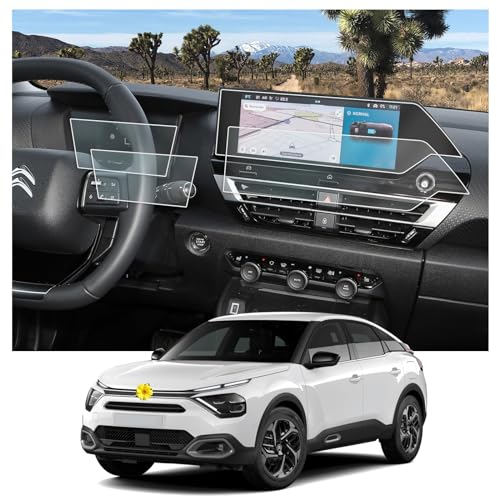 CDEFG Kompatibel mit Citroen C4 E-C4 2021 2022 2023 Navigation + Instrumententafel Schutzfolie 4H Kratzfest GPS Displayschutzfolie Navi Folie Zubehör [4 Stück] (Navi + Instrumententafel)