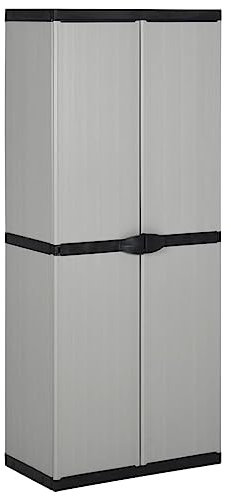 CKioict Materialschrank Büromöbel Mehrzweckschrank Garten-Lagerschrank mit 3 Böden Grau & Schwarz 68x40x168 cmfür Arbeitszimmer, Wohnzimmer