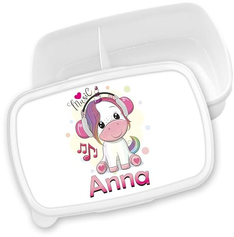 timalo® Brotdose Kinder personalisiert mit Namen | Bento Lunchbox Unterteilung mit Fächern | Jungen Mädchen Kindergarten Schule Geschenk | 3 - Einhorn