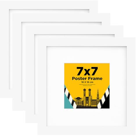 Egofine Bilderrahmen 18x18 cm, Holzrahmen Rahmen 18x18 cm mit Acrylglas, Passepartout für Fotos 13 x 13 cm，Quadratische Bilderrahmen für Wand- oder Tischdekoration,Perfekt für Zuhause, Büro,Weiß,4er