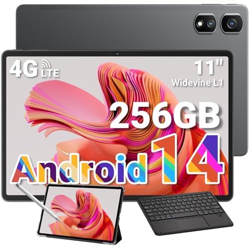 Blackview 11 Inch Tablet Tab16Pro Android 14 Tablet with Sim Card Slot, Pad with Pen/Case16GB RAM 256GB 256GB(TF 2TB), 4GLTE, 5G WiFi,Widevine L1,GPS, OTG,7700mAh,13+8MP_Gray