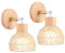 iDEGU Lot de 2 Appliques Murales Interieures Rétro Lampe Murale en Rotin et Bois Ajustable Luminaire Plafonnier Applique Vintage Décoration pour Salon Chambre Couloir Restaurant (Style-D Rotin Blanc)