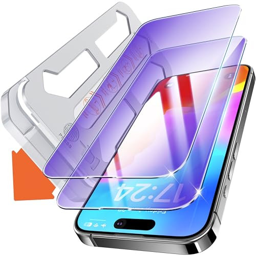 Tentoki for Screen Protector iPhone 14 Pro (6.1 inch) Screen Protector Anti-Blue Light, 2.5D Full Coverage 9H+ Tempered Glass, Reduce Eye Fatigue [Protect Eyes] [HD Clear] 2 Pack